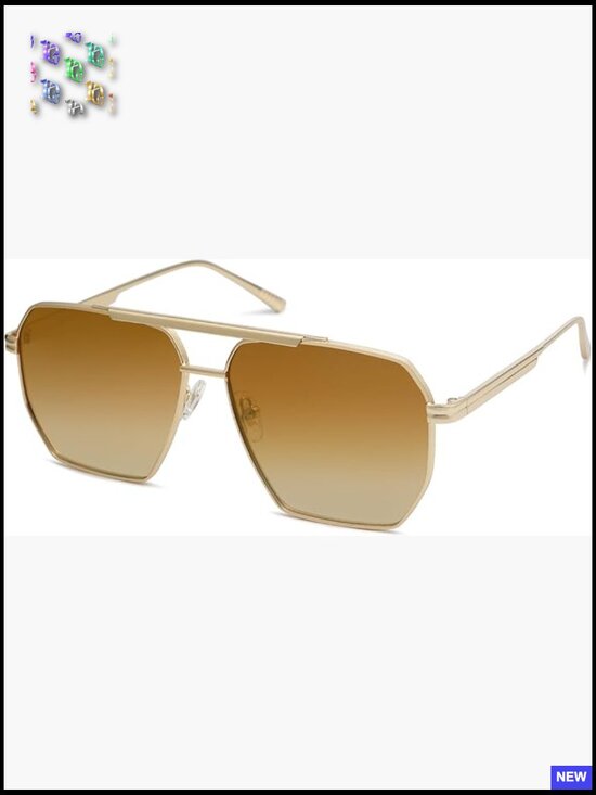 Retro Oversized Square Polarized Sunglasses Classic Metal Frame UV Protection main image 3